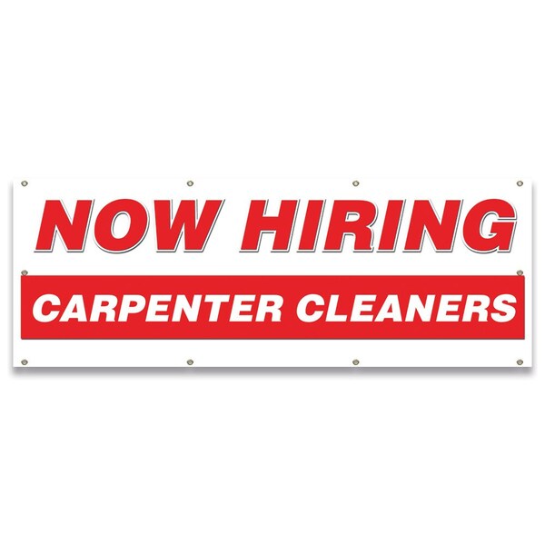Now Hiring Carpenter Cleaners Banner Apply Inside Accepting Application Single Sided